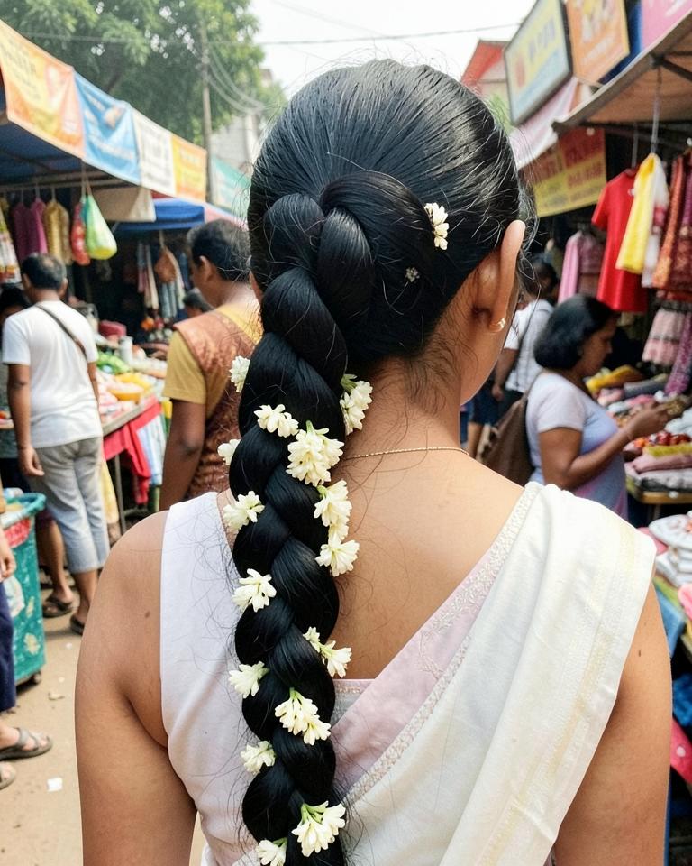 Jasmine braid hairstyle from India