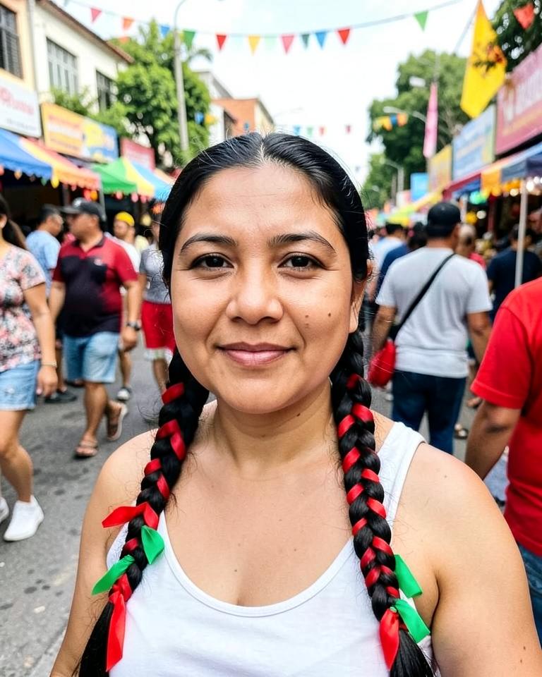 Trenzas con listón hairstyle from Mexico